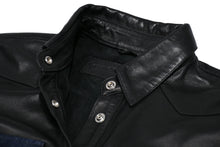 Load image into Gallery viewer, CHROME HEARTS クロムハーツ デニム レザーシャツ ワンピース クロスボール サイズS ブラック シルバー925 美品 中古 4b012949