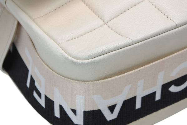 極美品 CHANEL シャネル チョコバー ショルダーバッグ 6番台 ココマーク ラムスキン キルティング アイボリー ゴールド金具 中古 4b013008
