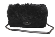 Load image into Gallery viewer, 新品同様 CHANEL シャネル Sフラップ Wチェーンショルダーバッグ 21番台 オリラグファー ラムスキン ココマーク ブラック 中古 4b013014