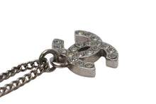 Load image into Gallery viewer, CHANEL シャネル ココマーク ネックレス 重量約5.3g C11V刻印 全長約43cm メタル ラインストーン シルバー クリア 美品 中古 4b011928
