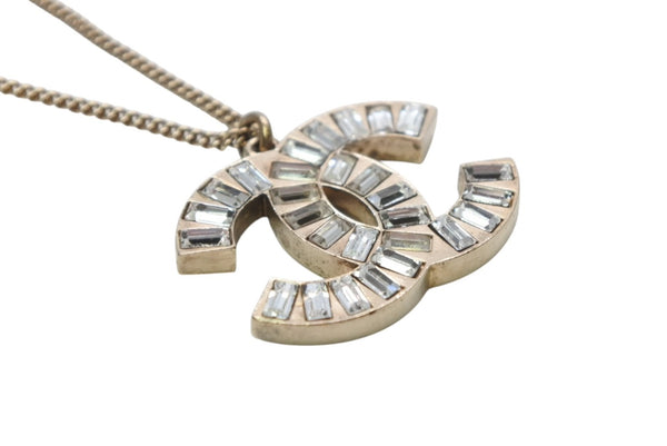 CHANEL シャネル ココマーク ネックレス 重量約14.3g 10P刻印 全長約62cmGP メタル ラインストーン ゴールド 美品 中古 4b011929