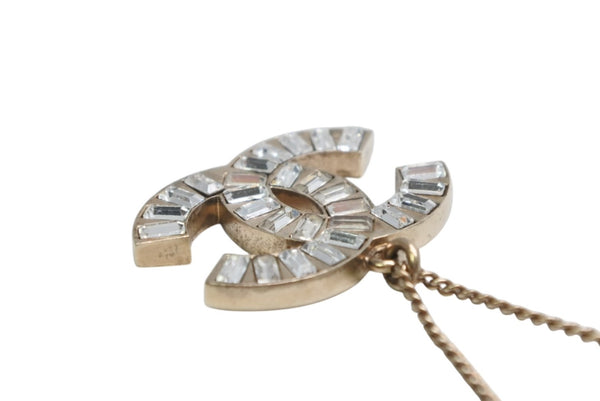 CHANEL シャネル ココマーク ネックレス 重量約14.3g 10P刻印 全長約62cmGP メタル ラインストーン ゴールド 美品 中古 4b011929