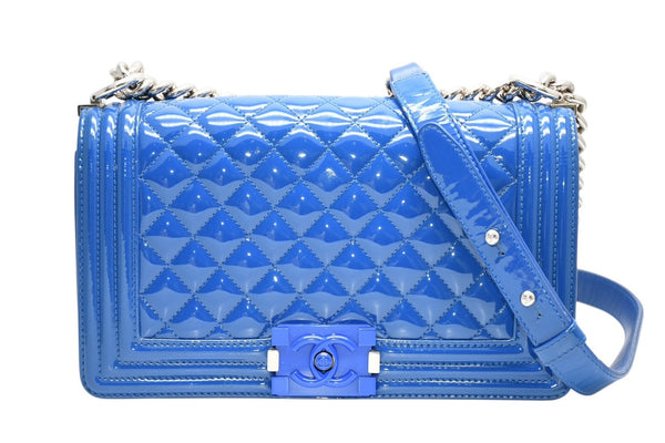 CHANEL シャネル ボーイシャネル チェーンショルダーバッグ A67086 20番台 パテントレザー ココマーク シルバー金具 美品 中古 4b013027