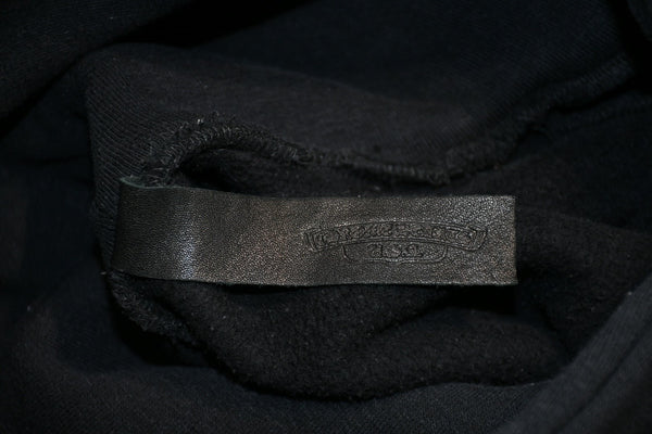 極美品 CHROME HEARTS クロムハーツ パッチ付き ジップアップフーディー パーカー ロゴ プリント サイズL ブラック 中古 4b013056