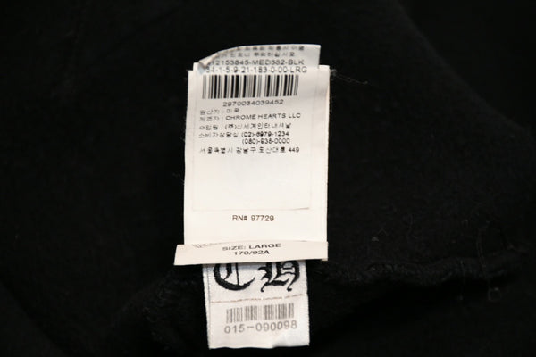 極美品 CHROME HEARTS クロムハーツ パッチ付き ジップアップフーディー パーカー ロゴ プリント サイズL ブラック 中古 4b013056
