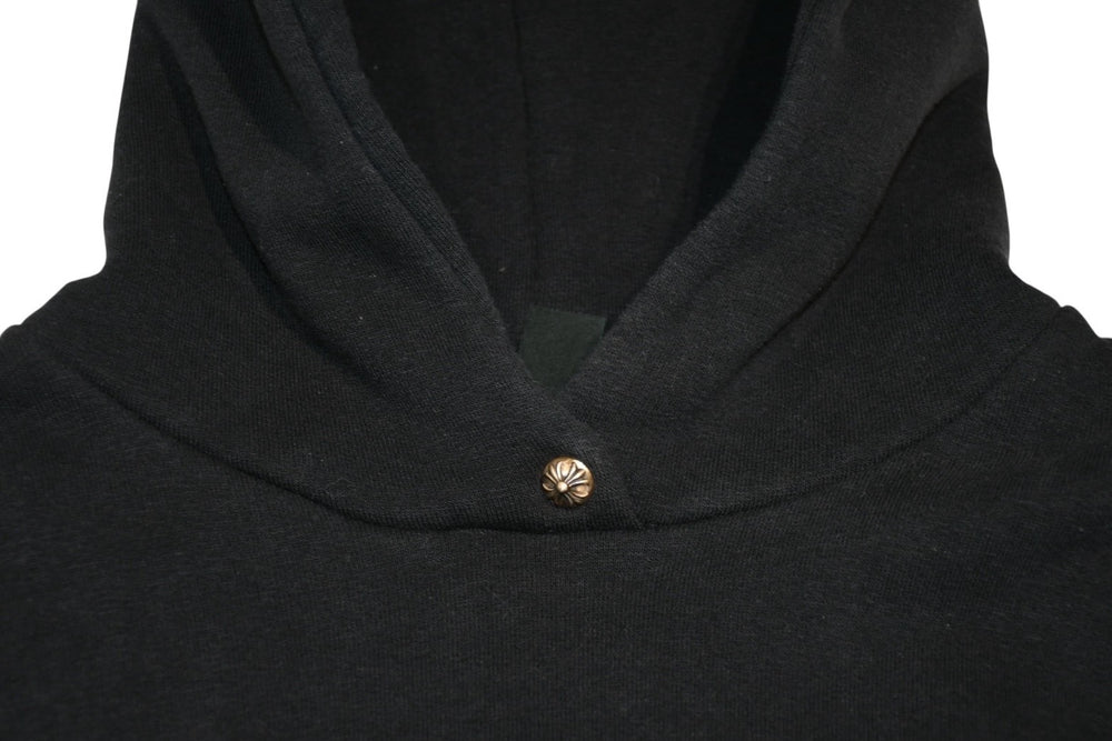 極美品 CHROME HEARTS クロムハーツ パッチ付き ジップアップフーディー パーカー ロゴ プリント サイズL ブラック 中古 4b013056