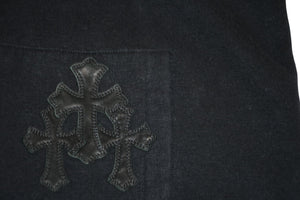 極美品 CHROME HEARTS クロムハーツ パッチ付き ジップアップフーディー パーカー ロゴ プリント サイズL ブラック 中古 4b013056