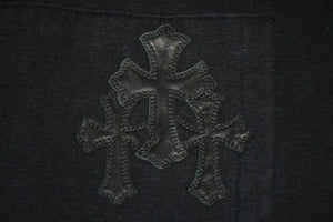 極美品 CHROME HEARTS クロムハーツ パッチ付き ジップアップフーディー パーカー ロゴ プリント サイズL ブラック 中古 4b013056