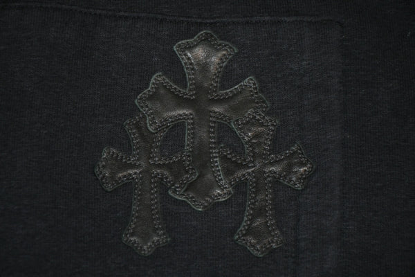 極美品 CHROME HEARTS クロムハーツ パッチ付き ジップアップフーディー パーカー ロゴ プリント サイズL ブラック 中古 4b013056