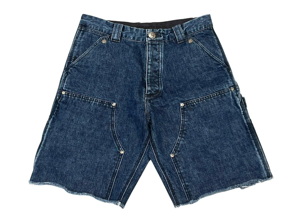 Very Good Condition CHROME HEARTS Denim Carpenter Cut-off Shorts Indigo Silver 925 Size 31 Used 4b013066