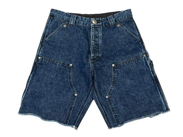 極美品 CHROME HEARTS クロムハーツ デニム カーペンター カットオフショートパンツ インディゴ シルバー925 サイズ31 中古 4b013066
