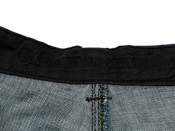 極美品 CHROME HEARTS クロムハーツ デニム カーペンター カットオフショートパンツ インディゴ シルバー925 サイズ31 中古 4b013066