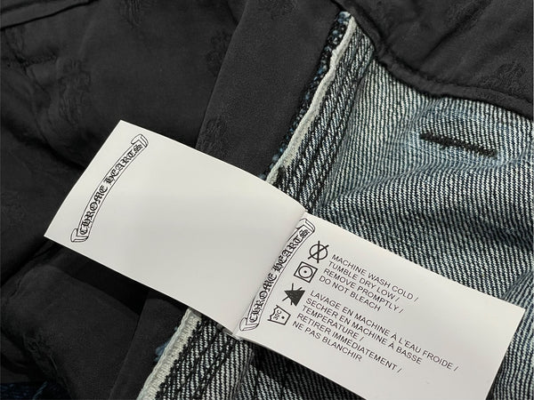 極美品 CHROME HEARTS クロムハーツ デニム カーペンター カットオフショートパンツ インディゴ シルバー925 サイズ31 中古 4b013066
