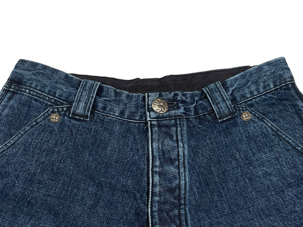 極美品 CHROME HEARTS クロムハーツ デニム カーペンター カットオフショートパンツ インディゴ シルバー925 サイズ31 中古 4b013066