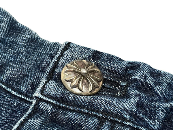 極美品 CHROME HEARTS クロムハーツ デニム カーペンター カットオフショートパンツ インディゴ シルバー925 サイズ31 中古 4b013066