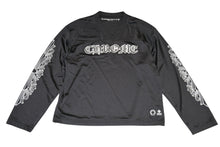 Load image into Gallery viewer, 極美品 CHROME HEARTS クロムハーツ メッシュ バーシティー ジャージー ロングスリーブ ブラック グレー サイズM 中古 4b013067
