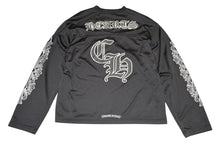 Load image into Gallery viewer, 極美品 CHROME HEARTS クロムハーツ メッシュ バーシティー ジャージー ロングスリーブ ブラック グレー サイズM 中古 4b013067