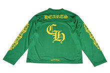 Load image into Gallery viewer, 極美品 CHROME HEARTS クロムハーツ メッシュ バーシティー ジャージー ロングスリーブ ブラック グリーン サイズM 中古 4b013068