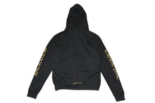 Load image into Gallery viewer, 新品未使用 CHROME HEARTS クロムハーツ ロゴ プリント ジップパーカー ダガージップ ブラック ゴールド サイズM 中古 4b013144