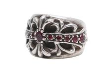 Load image into Gallery viewer, CHROME HEARTS クロムハーツ FLRL CRS P RUBY フローラルクロス パヴェルビー リング 重量約12.7g サイズ8号 シルバー 純正 美品 中古 4b013090