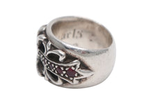 Load image into Gallery viewer, CHROME HEARTS クロムハーツ FLRL CRS P RUBY フローラルクロス パヴェルビー リング 重量約12.7g サイズ8号 シルバー 純正 美品 中古 4b013090