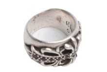 Load image into Gallery viewer, CHROME HEARTS クロムハーツ FLRL CRS P RUBY フローラルクロス パヴェルビー リング 重量約12.7g サイズ8号 シルバー 純正 美品 中古 4b013090