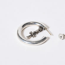 Load image into Gallery viewer, 極美品 CHROME HEARTS クロムハーツ スタック クロス フープ ピアス シルバー925 14k アクセサリー 14.8g 小物 中古 4b013771