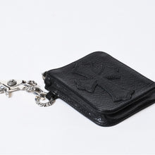 Load image into Gallery viewer, 新品未使用 CHROME HEARTS クロムハーツ OFF THE CUFF キーチェーン クロスパッチ レザーウォレット 財布 シルバー925 中古 4b013776