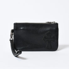 Load image into Gallery viewer, CHROME HEARTS クロムハーツ クロスパッチ ジッパーチェンジパース ストラップ付 レザーウォレット 財布 シルバー925 美品 中古 4b013775