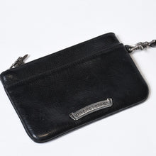 Load image into Gallery viewer, CHROME HEARTS クロムハーツ クロスパッチ ジッパーチェンジパース ストラップ付 レザーウォレット 財布 シルバー925 美品 中古 4b013775