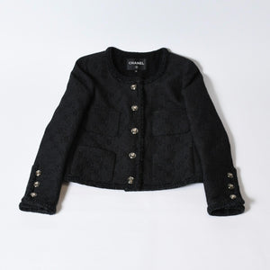 極美品 CHANEL シャネル ツイード ジャケット P71059V62263 サイズ34 ココマークブラック 中古 4b012774