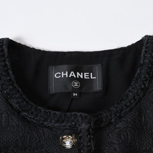 極美品 CHANEL シャネル ツイード ジャケット P71059V62263 サイズ34 ココマークブラック 中古 4b012774