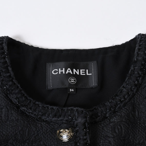 極美品 CHANEL シャネル ツイード ジャケット P71059V62263 サイズ34 ココマークブラック 中古 4b012774