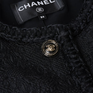 極美品 CHANEL シャネル ツイード ジャケット P71059V62263 サイズ34 ココマークブラック 中古 4b012774