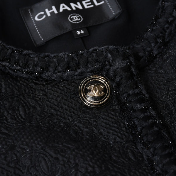 極美品 CHANEL シャネル ツイード ジャケット P71059V62263 サイズ34 ココマークブラック 中古 4b012774