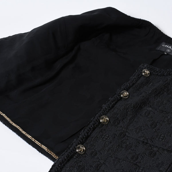 極美品 CHANEL シャネル ツイード ジャケット P71059V62263 サイズ34 ココマークブラック 中古 4b012774