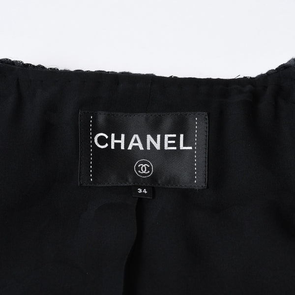 極美品 CHANEL シャネル ツイード ジャケット P71059V62263 サイズ34 ココマークブラック 中古 4b012774