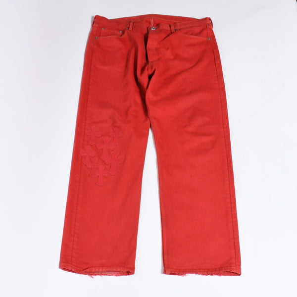 CHROME HEARTS LEVI'S リーバイス セメタリークロスパッチ デニム レッド サイズ38 美品 中古 4b013752