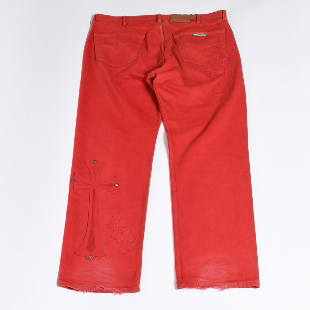 CHROME HEARTS LEVI'S Levi's Cemetery Cross Patch Denim Red Size 38 Good Condition Used 4b013752