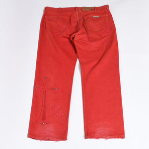 CHROME HEARTS LEVI'S リーバイス セメタリークロスパッチ デニム レッド サイズ38 美品 中古 4b013752
