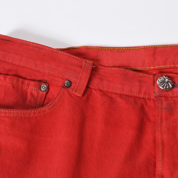 CHROME HEARTS LEVI'S リーバイス セメタリークロスパッチ デニム レッド サイズ38 美品 中古 4b013752