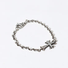 Load image into Gallery viewer, 極美品 CHROME HEARTS クロムハーツ タイニーファットクロス NEチェーン ダイヤ ブレスレット 重量約11.4G 2006/.925刻印 シルバー925 中古 4b013773