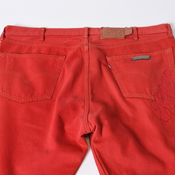 CHROME HEARTS LEVI'S リーバイス セメタリークロスパッチ デニム レッド サイズ38 美品 中古 4b013752