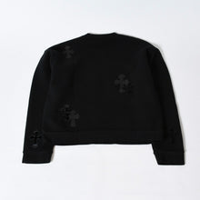 Load image into Gallery viewer, 新品未使用 CHROME HEARTS クロムハーツ セメタリークロスパッチ スウェットシャツ サイズS 17パッチ ハラコ パテント レザー 中古 4b013662ch