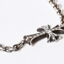 Load image into Gallery viewer, 極美品 CHROME HEARTS クロムハーツ タイニーファットクロス NEチェーン ダイヤ ブレスレット 重量約11.4G 2006/.925刻印 シルバー925 中古 4b013773