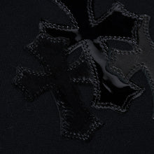 Load image into Gallery viewer, 新品未使用 CHROME HEARTS クロムハーツ セメタリークロスパッチ スウェットシャツ サイズS 17パッチ ハラコ パテント レザー 中古 4b013662ch