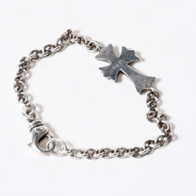 Load image into Gallery viewer, 極美品 CHROME HEARTS クロムハーツ タイニーファットクロス NEチェーン ダイヤ ブレスレット 重量約11.4G 2006/.925刻印 シルバー925 中古 4b013773