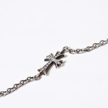 Load image into Gallery viewer, 極美品 CHROME HEARTS クロムハーツ タイニーファットクロス NEチェーン ダイヤ ブレスレット 重量約11.4G 2006/.925刻印 シルバー925 中古 4b013773