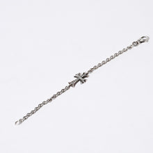 Load image into Gallery viewer, 極美品 CHROME HEARTS クロムハーツ タイニーファットクロス NEチェーン ダイヤ ブレスレット 重量約11.4G 2006/.925刻印 シルバー925 中古 4b013773