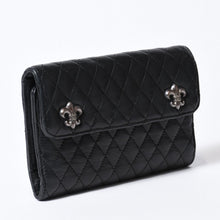 Load image into Gallery viewer, CHROME HEARTS クロムハーツ キルティング レザー ウォレット BSフレア ラムスキン ブラック レザー 美品 中古 4b013626